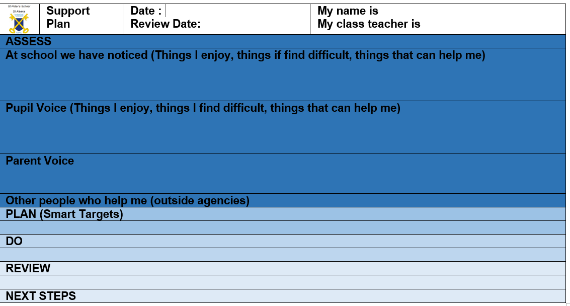 Example Support Plan proforma