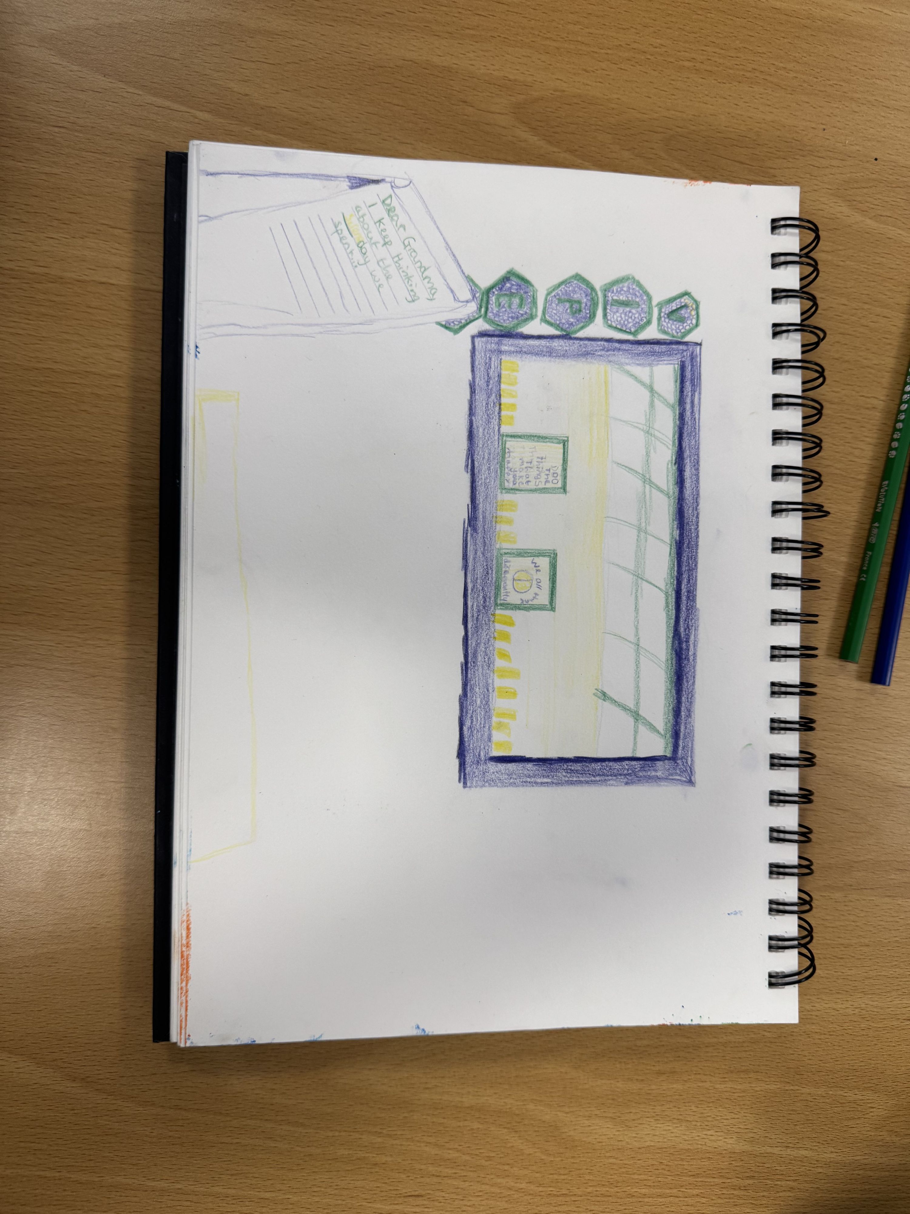 Sketchbook showing drawing