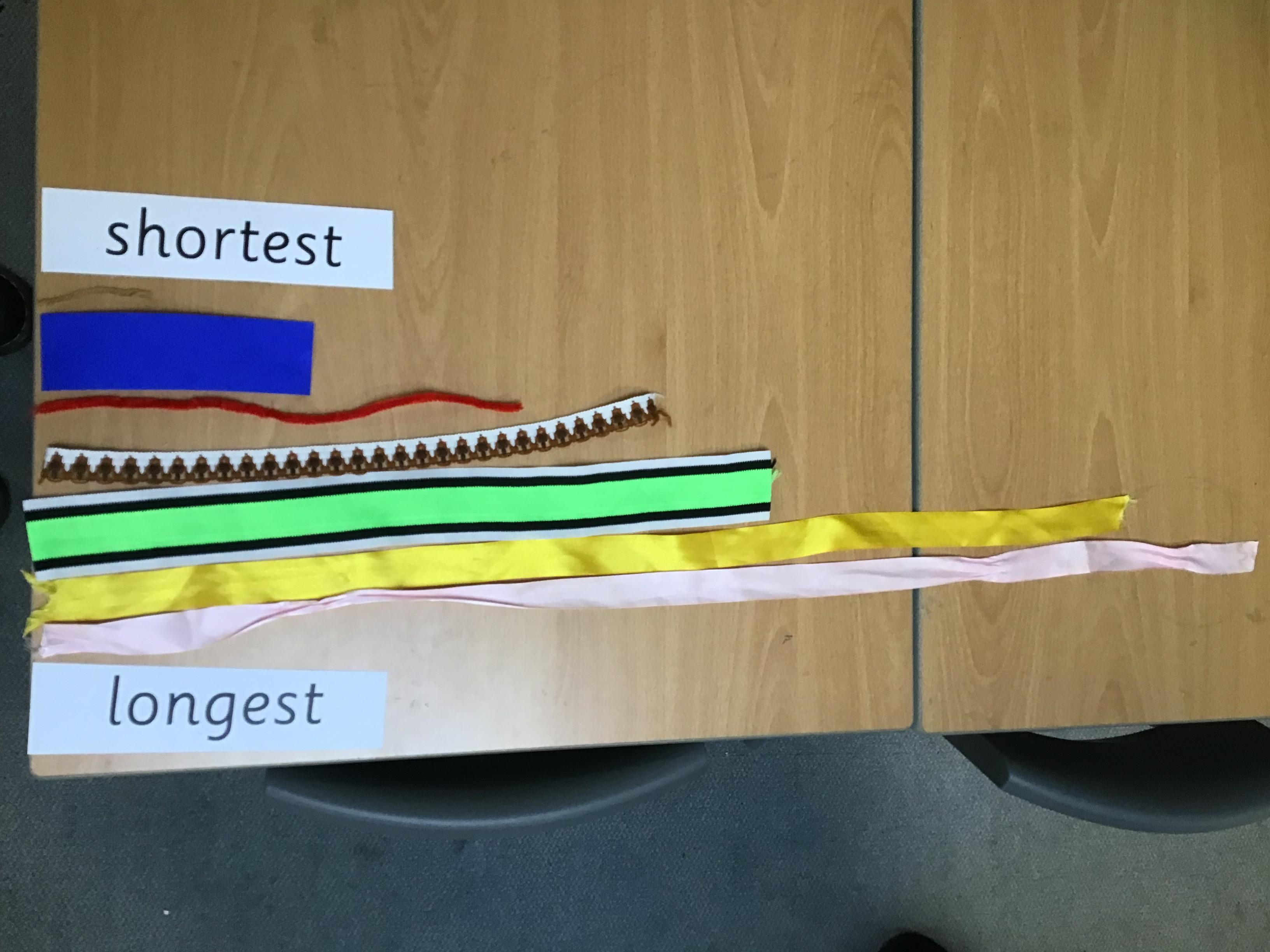 09/01/25 In Maths we put a variety of materials in order from the shortest to the longest.